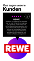 Videoproduktion TN Production - Kundenbewertung von REWE mit 5 Sternen Text - Das Event zur Eröffnung am Flughafen war ein voller Erfolg etc.