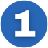 Weiße Ziffer "1" in einem blauen Kreis.