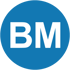 Blauer Kreis mit den weißen Großbuchstaben "BM" in der Mitte.