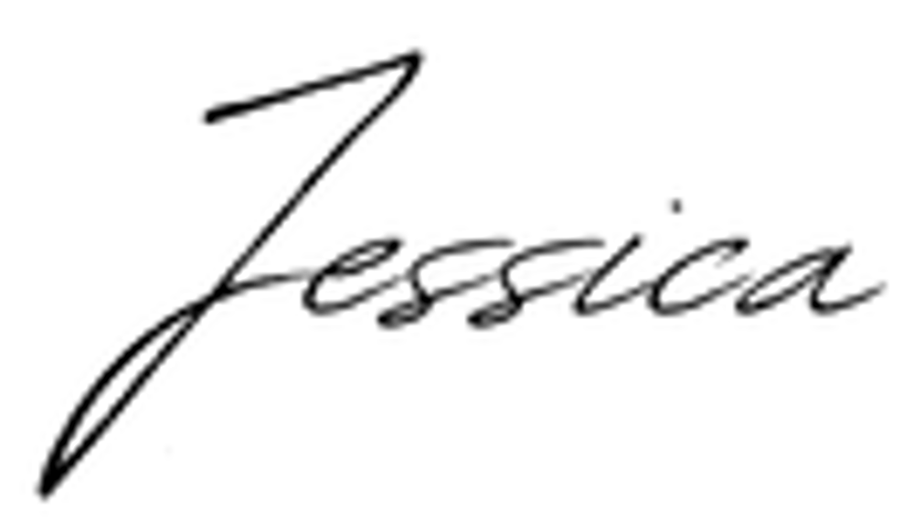 Schwarzer Schriftzug "Jessica" in kursiver Handschrift auf grünem Hintergrund.