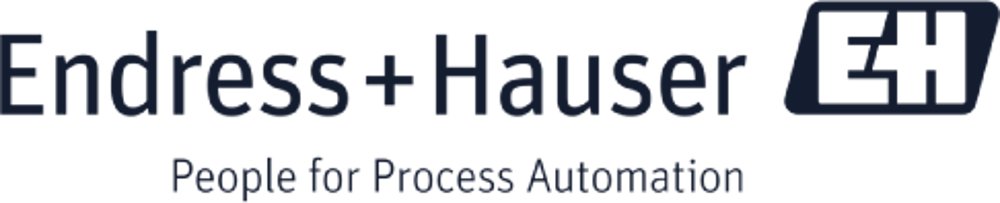 Endress+Hauser Logo mit "People for Process Automation" und E+H-Symbol in Dunkelblau.