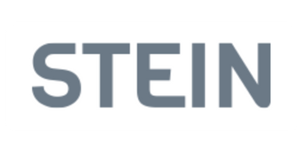 Grauer Text "STEIN" auf weißem, abgerundetem Rechteck.