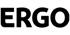 Schwarzes ERGO-Logo auf dunkelgrünem Hintergrund.