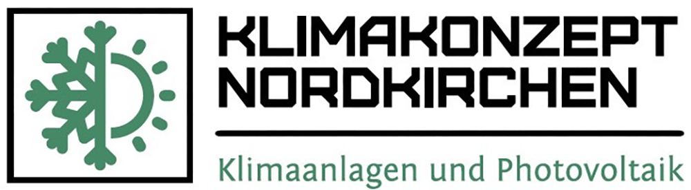 Logo: Schneeflocke, Sonne, Text "Klimakonzept Nordkirchen", darunter "Klimaanlagen und Photovoltaik".