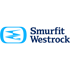 Smurfit Westrock Logo mit hellblauem Wellen-Symbol und dunkelblauem Schriftzug auf schwarzem Hintergrund.