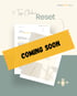 "7-Tage-Chakren Reset" mit gelbem Banner "COMING SOON", Dokumenten und Mikrofon-Symbol.