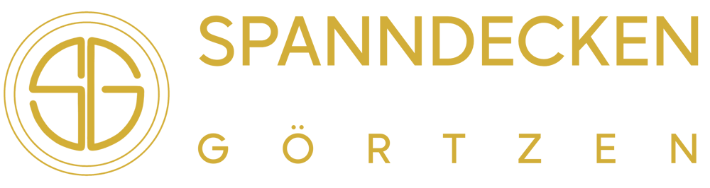Logo mit goldenem Kreis, darin S und G, und Text "SPANNDECKEN GÖRTZEN" auf grünem Hintergrund.