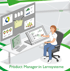 Frau als Produktmanagerin Lernsysteme am Schreibtisch mit Grafiktablett und Monitoren.
