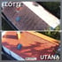 Before and after comparison of a dirty, mossy tile roof and a clean, bright red tile roof.