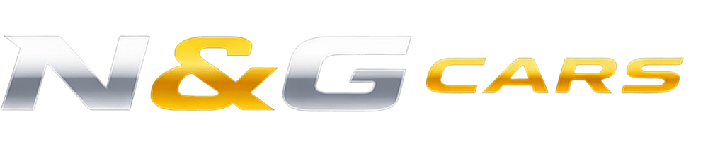 Gelbes Sportcoupé über dem Text "N & G CARS AUTOHANDEL" auf schwarzem Hintergrund.