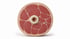 Anatomisches Querschnittmodell eines menschlichen Oberschenkels mit Darstellung von Muskelgewebe, Knochen und Fettschicht.