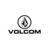 Schwarzes Volcom-Logo mit spitzem Diamanten in einem Kreis über dem Schriftzug "VOLCOM" auf weißem Hintergrund.