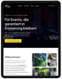 Tablet zeigt die DJ Weihrauch Website mit den Texten "Für Events, die garantiert in Erinnerung bleiben!" und "Willkommen!".