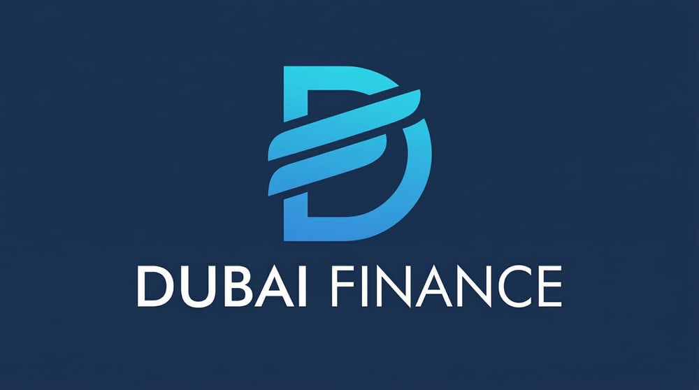 Logo von Dubai Finanz mit einem stilisierten blauen Großbuchstaben D und dem Text „DUBAI FINANZ“ darunter.