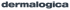 Dermalogica Logo in dunkelgrauer Schrift auf grünem Hintergrund.