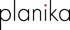 Schwarzer Text "planika" auf dunkelgrünem Hintergrund, roter Punkt über dem "i".