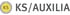 Gelbes kreisförmiges Logo mit der Aufschrift „KS“ und dem Text „KS/AUXILIA“ daneben.
