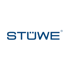 Dunkelblaues STUWE-Logo auf dunkelgrünem Hintergrund.