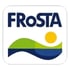 Frosta-Logo mit blauem Text, einem grünen Hügel, blauem Wasser und gelber Sonne auf weißem Hintergrund.