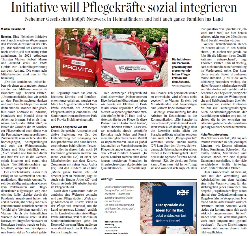 Initiative will Pflegekräfte sozial integrieren