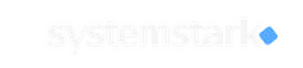Systemstark Logo: Orangefarbenes, stilisiertes U-förmiges Symbol über dem Wort "Systemstark" auf grünem Hintergrund.