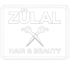 Grünes Schild mit weißem Text "ZÜLAL HAIR & BEAUTY" und gekreuzten Scheren als Logo.