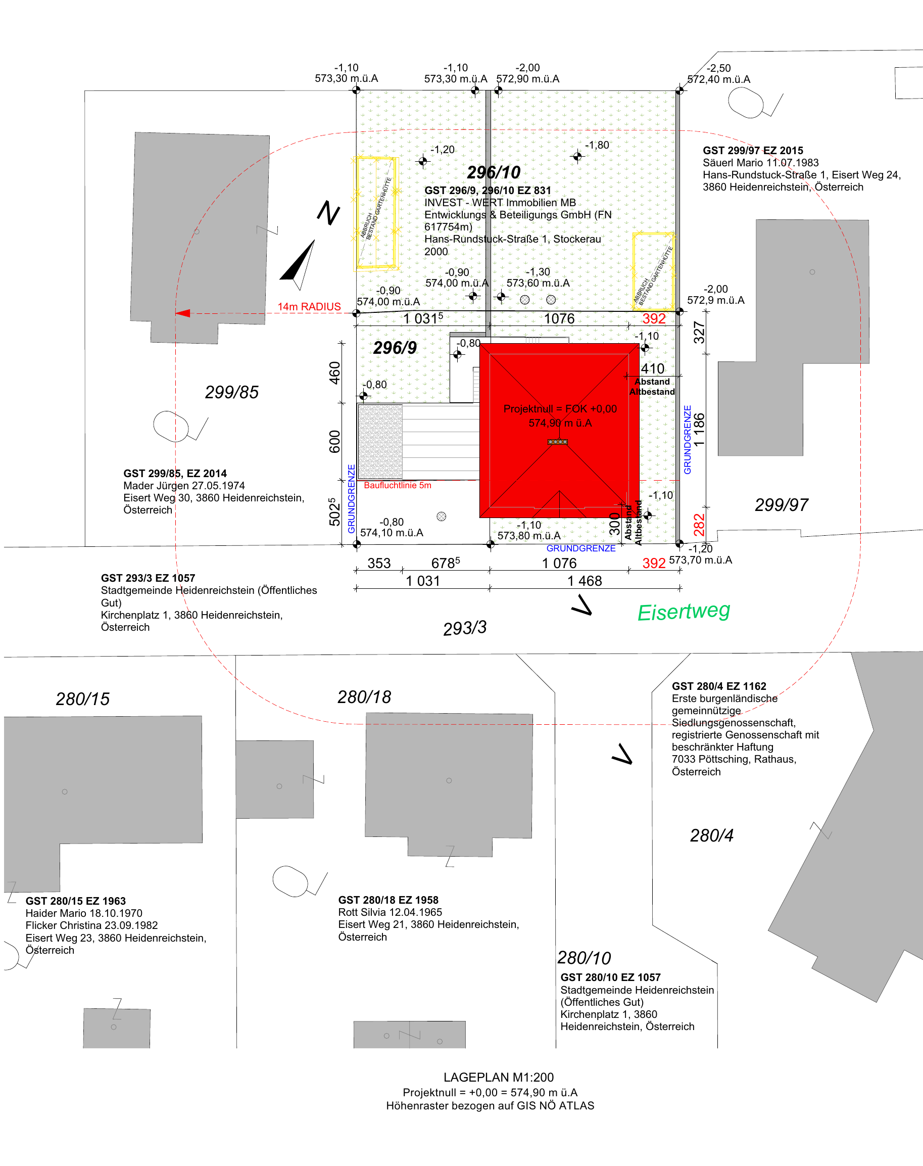 Lageplan Einreichplan Umbau Eisertweg 28