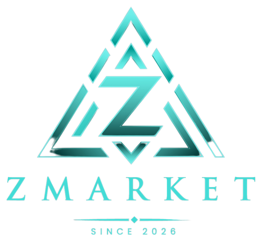 ZMarket logo with a stylized turquoise 'Z' inside a triangle, text "ZMARKET" and "SINCE 2026".