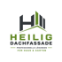 Logo von Heilig Dachfassade mit dem Slogan Professionelle Lösungen für Haus & Garten über einem stilisierten Hausdach.