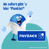 Blauer Cartoon-Charakter im Laborkittel winkt, daneben "PAYBACK" Logo. Text: "Ab sofort gibt's hier °Punkte!*"