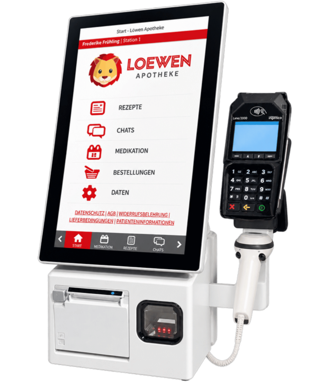 id.EXPRESS Mini Kiosk mit Bondrucker und Bezahlterminal
