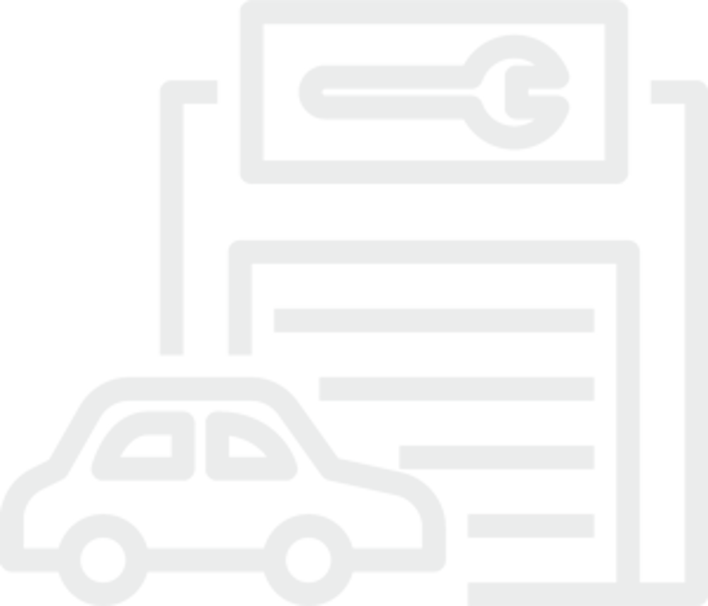 Auto vor einem Dokument mit Schraubenschlüssel-Symbol und Textzeilen.