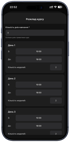 Екран мобільного додатку "Розклад курсу" з полями для введення кількості днів навчання, часу та кількості моделей для кожного з трьох днів.