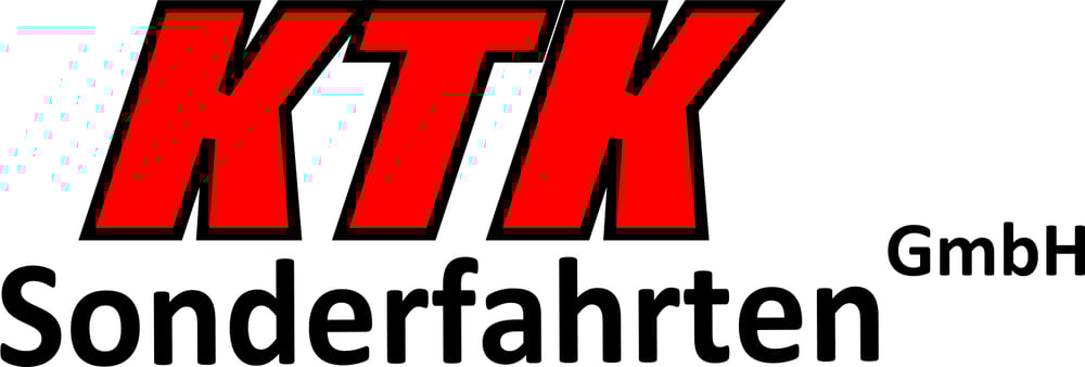 KTK Sonderfahrten GmbH Logo mit rotem "KTK" und schwarzem "Sonderfahrten GmbH".
