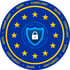 AMDEOM Datenschutz (DSGVO): Blaues Siegel mit goldenen EU-Sternen, Sicherheitsschild mit Schloss und Text "GDPR COMPLIANT".