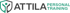 Logo von Attila Personal Training mit einem Schildsymbol und dem Text "ATTILA PERSONAL TRAINING".