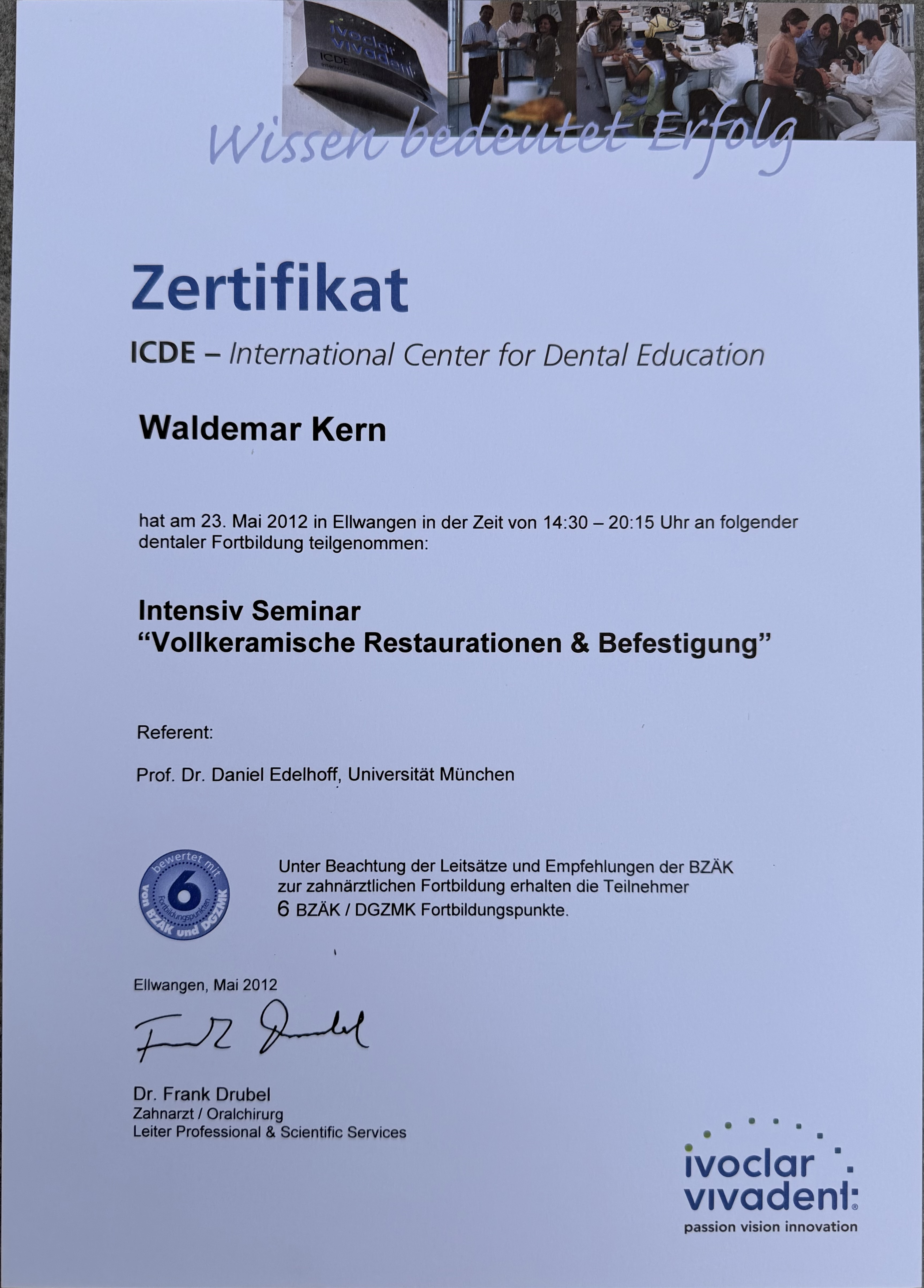 Fortbildungszertifikat 13 von ADU-Dental