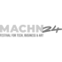 MACHN24 Festival für Tech, Business & Art Logo auf dunkelgrünem Hintergrund.