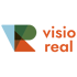 Visio Real-Logo mit einem stilisierten „R“ aus farbigen Dreiecken und dem orangefarbenen Text „visio real“.