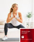 Woman in athletic gear squats on a mat for diabetic foot pain relief.