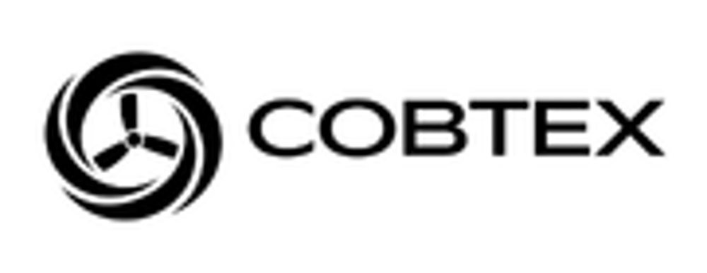 Schwarzes Cobtex-Logo mit stilisiertem Wirbelmuster links vom Text.