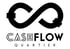 Schwarzes Logo mit Unendlichkeitssymbol über dem Text Cashflow Quartier auf weißem Hintergrund.