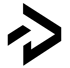 Schwarzes, abstraktes Logo, das einem Pfeil nach rechts ähnelt, mit einem abgewinkelten Element links.