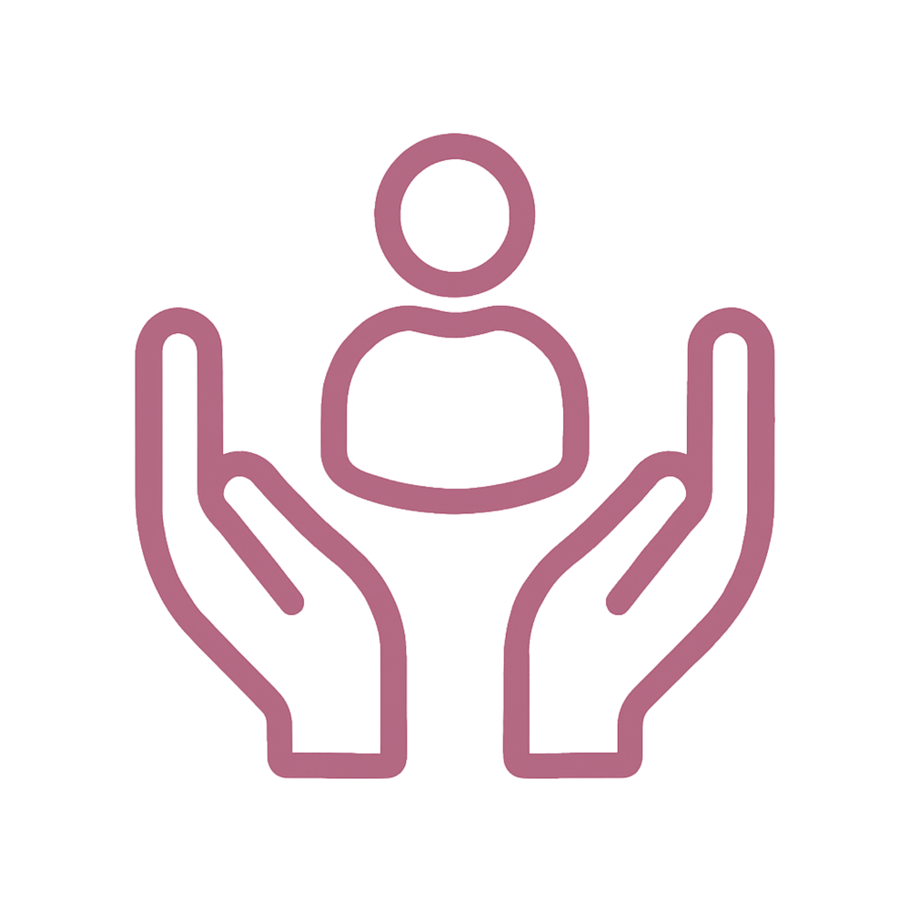 Eine Person wird von zwei Händen gehalten.