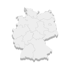 3D-Karte von Deutschland in Grau, mit Bundeslandgrenzen auf dunkelgrünem Hintergrund.