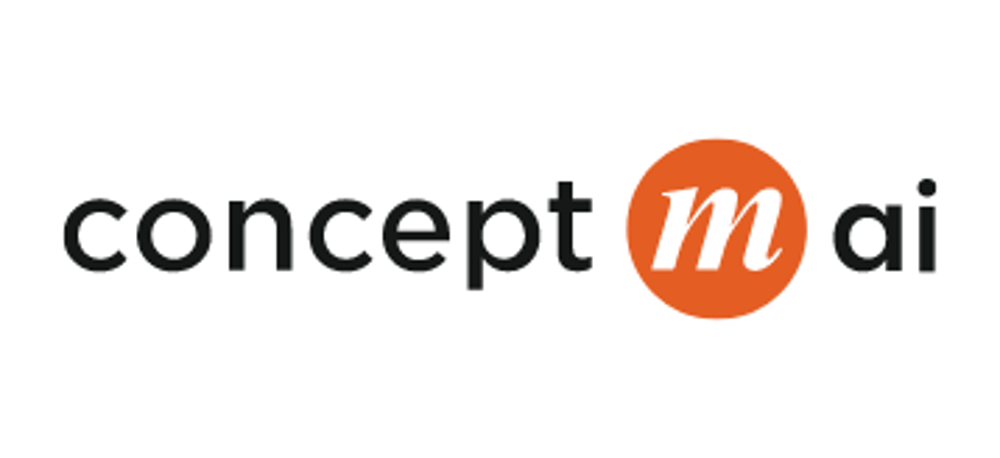 Das Logo "concept m" mit schwarzem "concept" und grünem "m" auf grünem Hintergrund.
