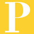 White uppercase letter P on a solid yellow background.