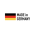 Deutsche Flagge mit Text „MADE in GERMANY“ auf dunkelgrünem Hintergrund.