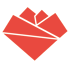 Rotes Herz im Origami-Stil aus geometrischen Flächen mit schwarzen Konturlinien auf schwarzem Hintergrund.