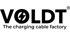 Schwarzes VOLDT-Logo mit Blitzsymbol im "O" und dem Text "The charging cable factory" darunter.